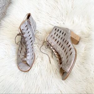 Paul Green Bali Lace Up Side Zip Perforated Metallic Leather Ankle Boots